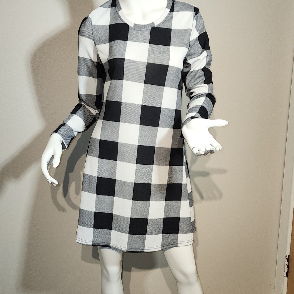 Chic Plaid Long Sleeve Dress